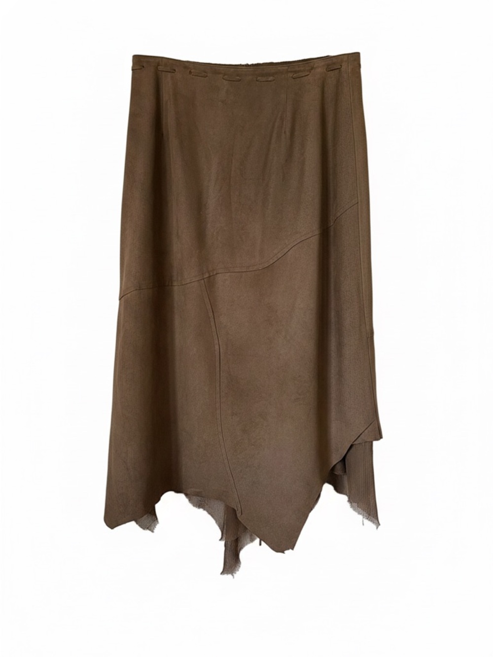 Alberto Makali Brown 100% Leather Asymmetrical Skirt Utilitarian Style Sz 6 - Picture 2 of 6